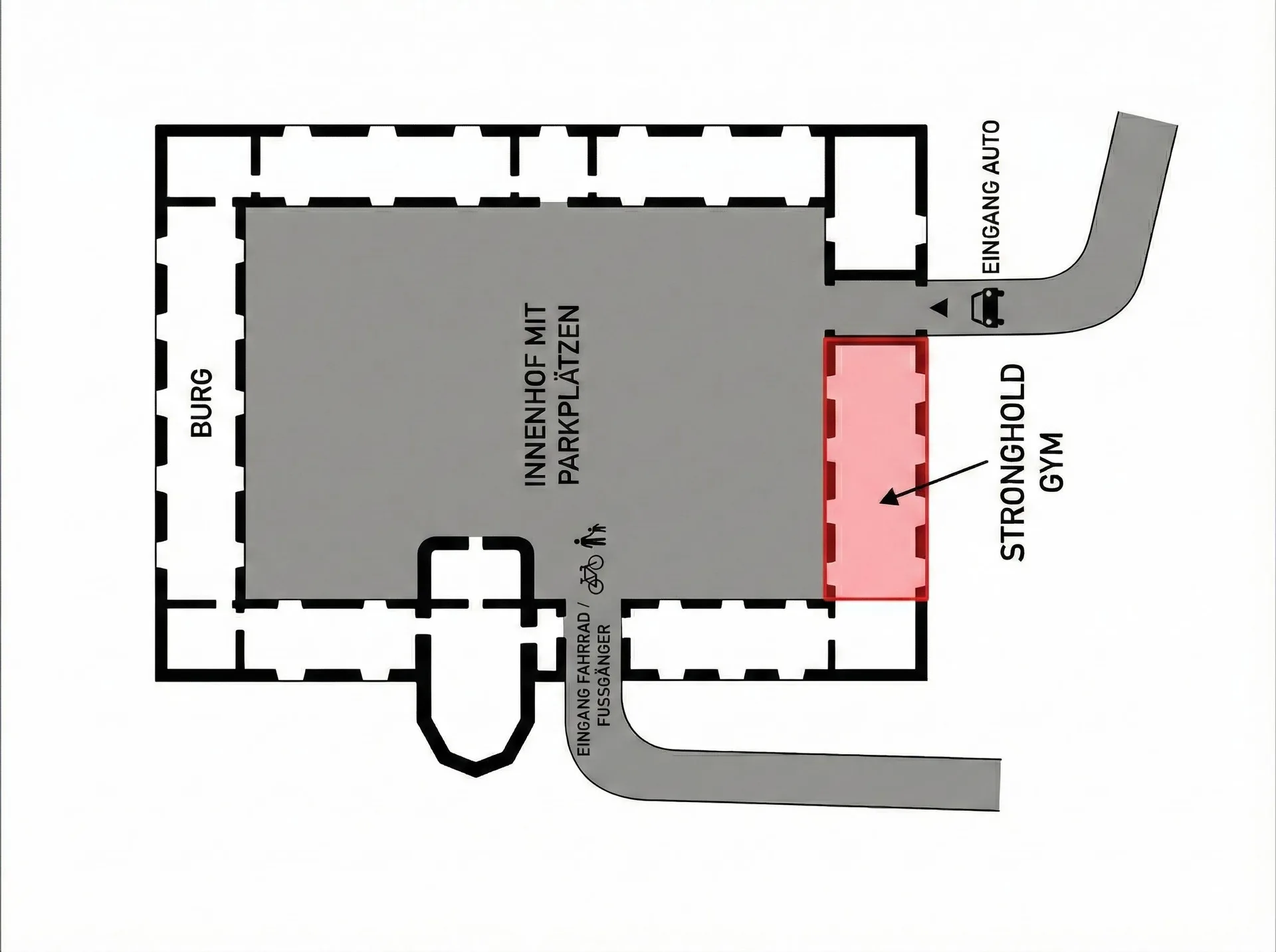 Lageplan Stronghold Gym — Standort in der Wilhelmsburg